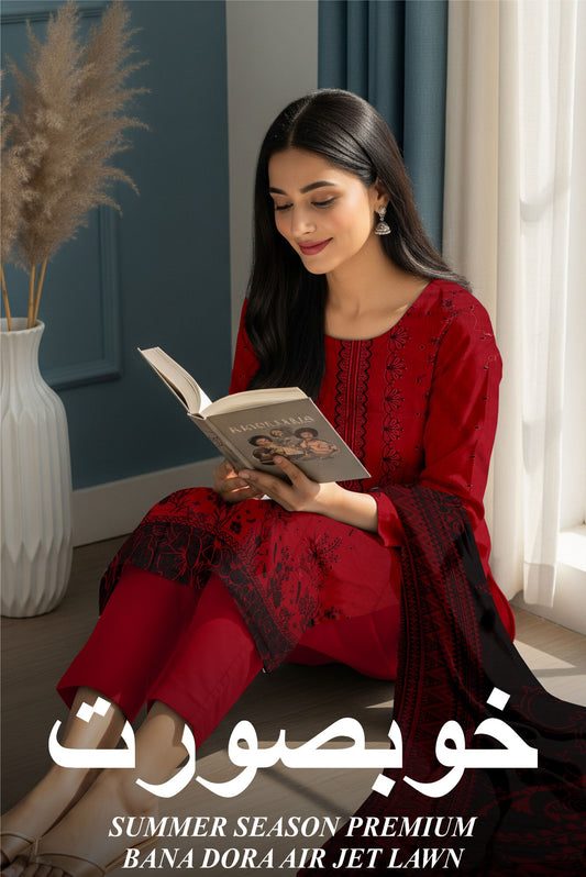 🌞 Summer Season Premium Bana Dora Air Jet Lawn  خوُب صُورت (Khoobsoorat)