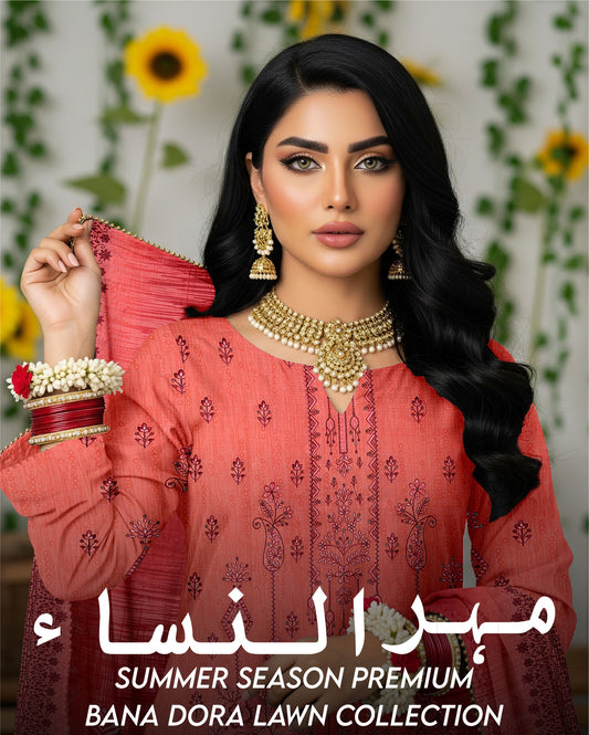 🌞 Summer Season Premium Bana Dora Lawn Collection  مہرونِسا (Mehron-e-Nisa)